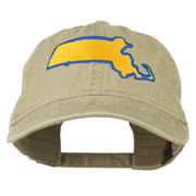 Massachusetts State Map Embroidered Washed Cap