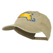 Massachusetts State Map Embroidered Washed Cap