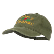 Merry Christmas Mistletoe Embroidered Washed Dyed Cap