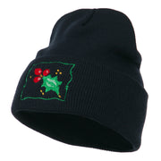 Christmas Mistletoe with Frame Embroidered Beanie