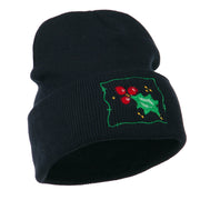 Christmas Mistletoe with Frame Embroidered Beanie