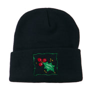 Christmas Mistletoe with Frame Embroidered Beanie