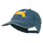 Massachusetts State Map Embroidered Washed Cap