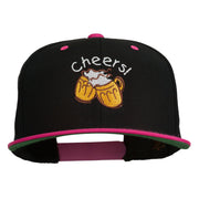 Cheers with Beer Mugs Embroidered Two Tone Snapback Cap