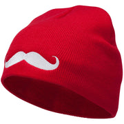 Mustache Embroidered Short Beanie