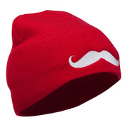 Mustache Embroidered Short Beanie