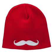 Mustache Embroidered Short Beanie