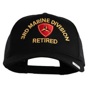 3rd Marine Division Retired Embroidered Solid Cotton Twill Mesh Prostyle Cap - Black OSFM