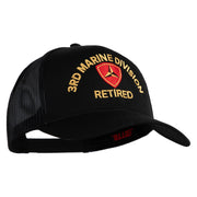 3rd Marine Division Retired Embroidered Solid Cotton Twill Mesh Prostyle Cap - Black OSFM