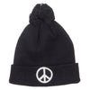 Peace Symbol Embroidered Pom Cuff Beanie