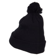 Peace Symbol Embroidered Pom Cuff Beanie