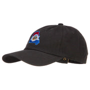 Missouri State Flag Map Embroidered Unstructured Washed Cap