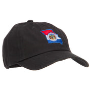 Missouri State Flag Map Embroidered Unstructured Washed Cap