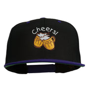 Cheers with Beer Mugs Embroidered Two Tone Snapback Cap