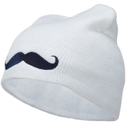 Mustache Embroidered Short Beanie