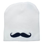 Mustache Embroidered Short Beanie