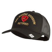 3rd Marine Division Retired Embroidered Solid Cotton Twill Mesh Prostyle Cap - Charcoal OSFM