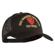 3rd Marine Division Retired Embroidered Solid Cotton Twill Mesh Prostyle Cap - Charcoal OSFM