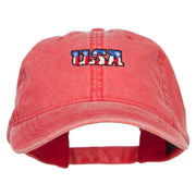 Mini USA Flag Embroidered Washed Cap