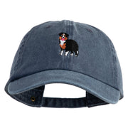 Australian Shepherd Embroidered Pigment Dyed Wash Caps - Navy OSFM