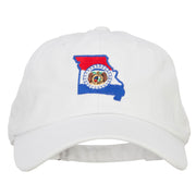 Missouri State Flag Map Embroidered Unstructured Washed Cap