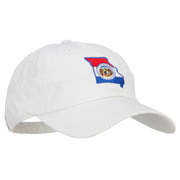 Missouri State Flag Map Embroidered Unstructured Washed Cap