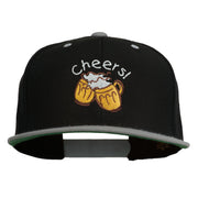 Cheers with Beer Mugs Embroidered Two Tone Snapback Cap