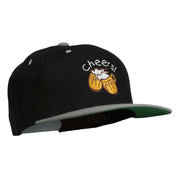 Cheers with Beer Mugs Embroidered Two Tone Snapback Cap