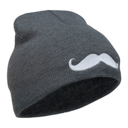 Mustache Embroidered Short Beanie