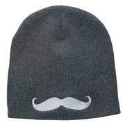 Mustache Embroidered Short Beanie