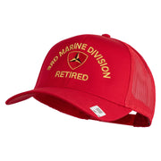 3rd Marine Division Retired Embroidered Solid Cotton Twill Mesh Prostyle Cap - Red OSFM