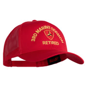 3rd Marine Division Retired Embroidered Solid Cotton Twill Mesh Prostyle Cap - Red OSFM