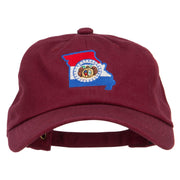 Missouri State Flag Map Embroidered Unstructured Washed Cap