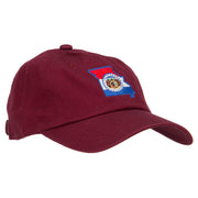 Missouri State Flag Map Embroidered Unstructured Washed Cap