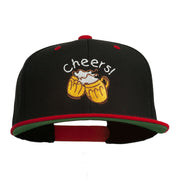 Cheers with Beer Mugs Embroidered Two Tone Snapback Cap