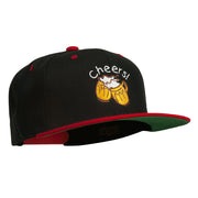 Cheers with Beer Mugs Embroidered Two Tone Snapback Cap