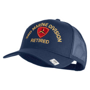 3rd Marine Division Retired Embroidered Solid Cotton Twill Mesh Prostyle Cap - Navy OSFM