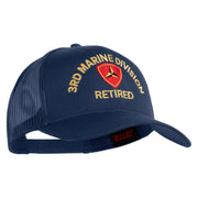 3rd Marine Division Retired Embroidered Solid Cotton Twill Mesh Prostyle Cap - Navy OSFM
