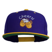 Cheers with Beer Mugs Embroidered Two Tone Snapback Cap