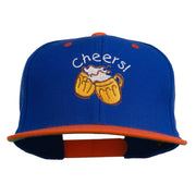 Cheers with Beer Mugs Embroidered Two Tone Snapback Cap