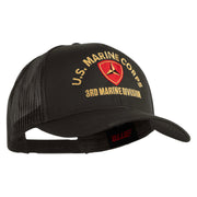 U.S. Marine Corps 3rd Marine Division Embroidered Solid Cotton Twill Mesh Prostyle Cap - Charcoal OSFM