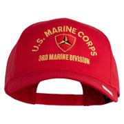 U.S. Marine Corps 3rd Marine Division Embroidered Solid Cotton Twill Mesh Prostyle Cap - Red OSFM