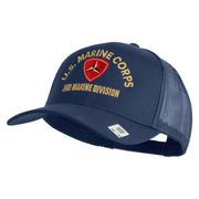 U.S. Marine Corps 3rd Marine Division Embroidered Solid Cotton Twill Mesh Prostyle Cap - Navy OSFM