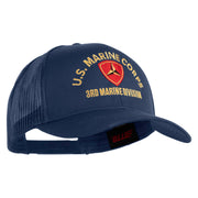 U.S. Marine Corps 3rd Marine Division Embroidered Solid Cotton Twill Mesh Prostyle Cap - Navy OSFM