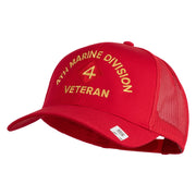4th Marine Division Veteran Embroidered Solid Cotton Twill Mesh Prostyle Cap - Red OSFM