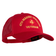 4th Marine Division Veteran Embroidered Solid Cotton Twill Mesh Prostyle Cap - Red OSFM