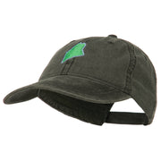 Maine State Map Embroidered Washed Cotton Cap