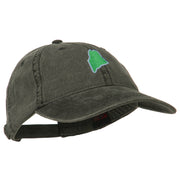 Maine State Map Embroidered Washed Cotton Cap