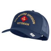 4th Marine Division Veteran Embroidered Solid Cotton Twill Mesh Prostyle Cap - Navy OSFM
