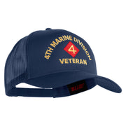 4th Marine Division Veteran Embroidered Solid Cotton Twill Mesh Prostyle Cap - Navy OSFM